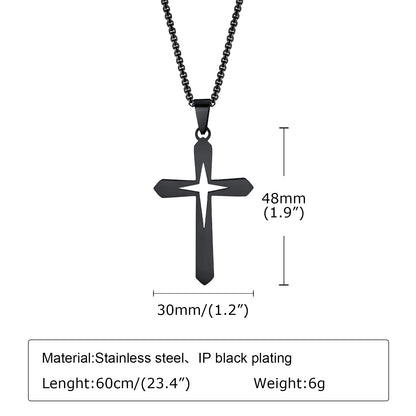 Hip-Hop Simple Style Streetwear Cross Stainless Steel Hollow Out 18K Gold Plated Men's Pendant Necklace