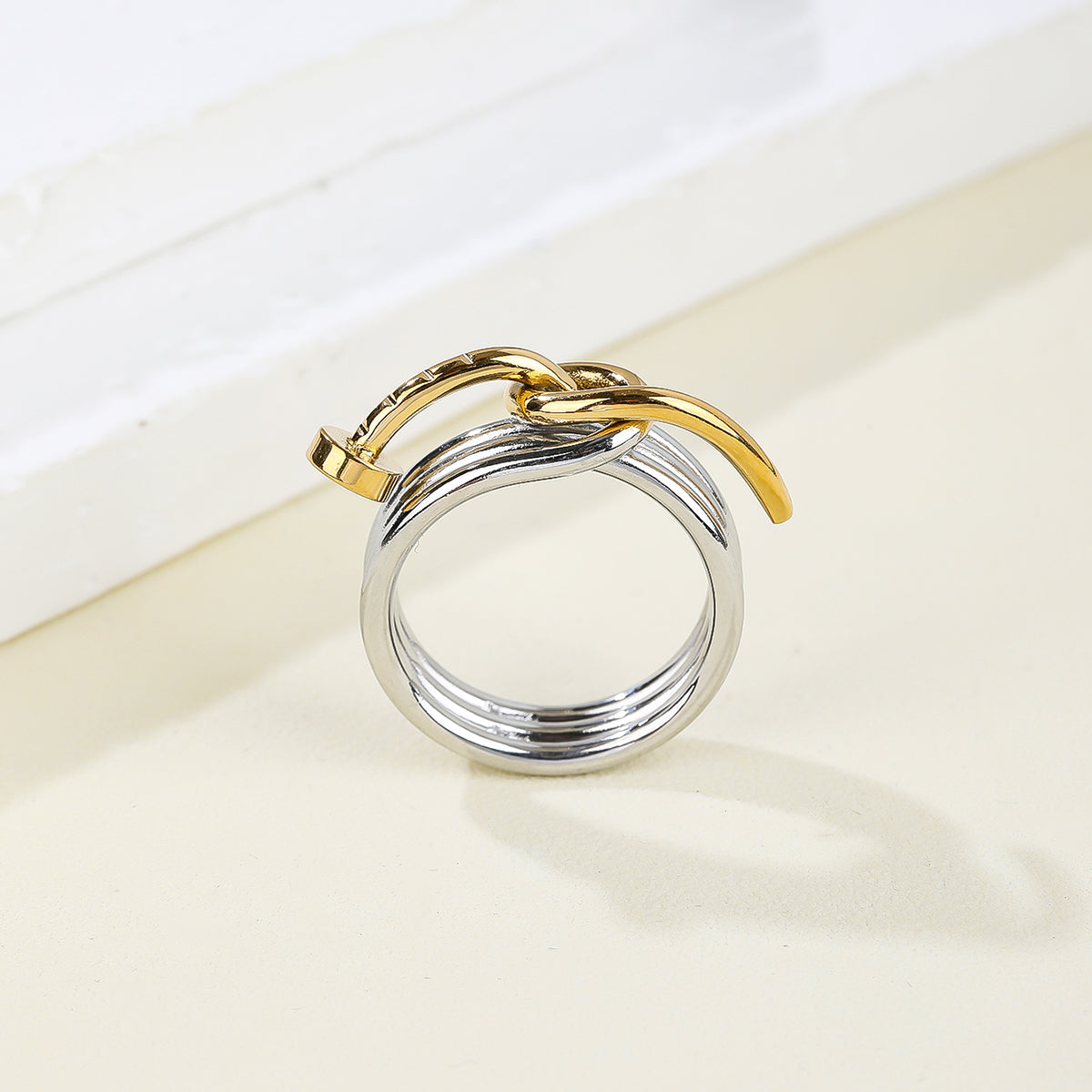 Stainless Steel 18K Gold Plated Hip-Hop Vintage Style Simple Style Solid Color Polishing Plating Rings