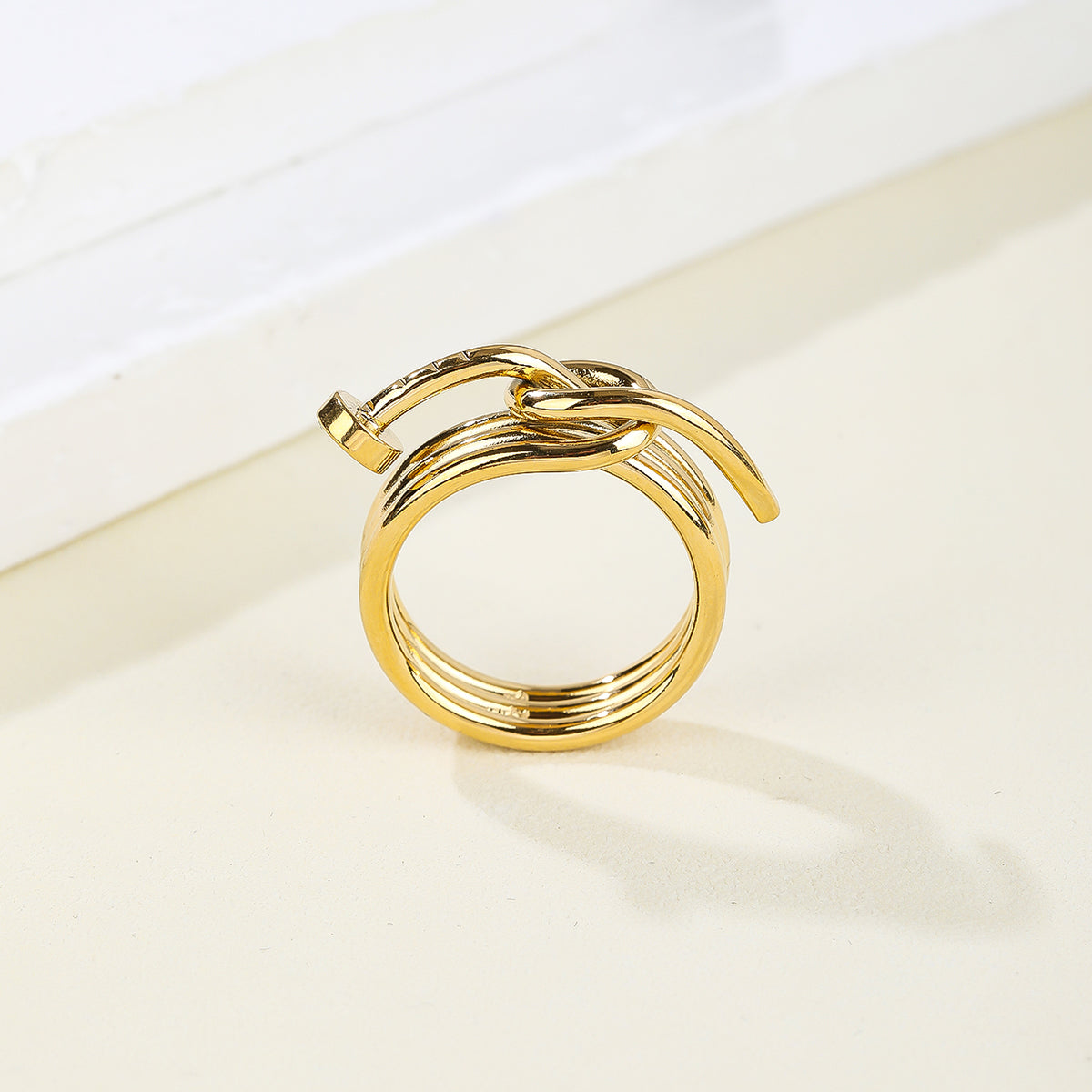 Stainless Steel 18K Gold Plated Hip-Hop Vintage Style Simple Style Solid Color Polishing Plating Rings