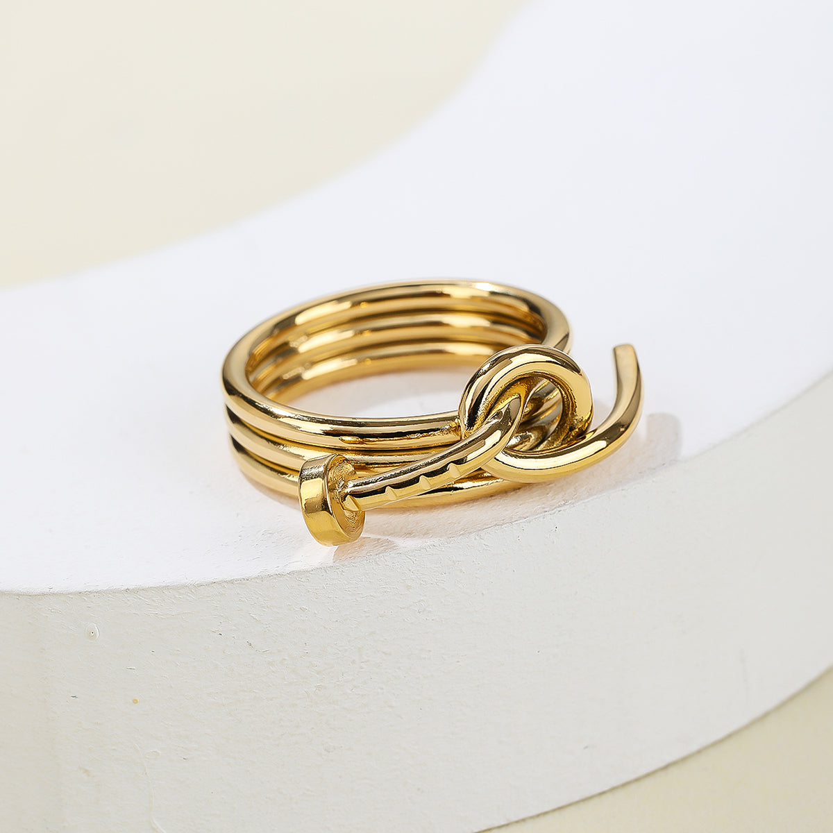 Stainless Steel 18K Gold Plated Hip-Hop Vintage Style Simple Style Solid Color Polishing Plating Rings