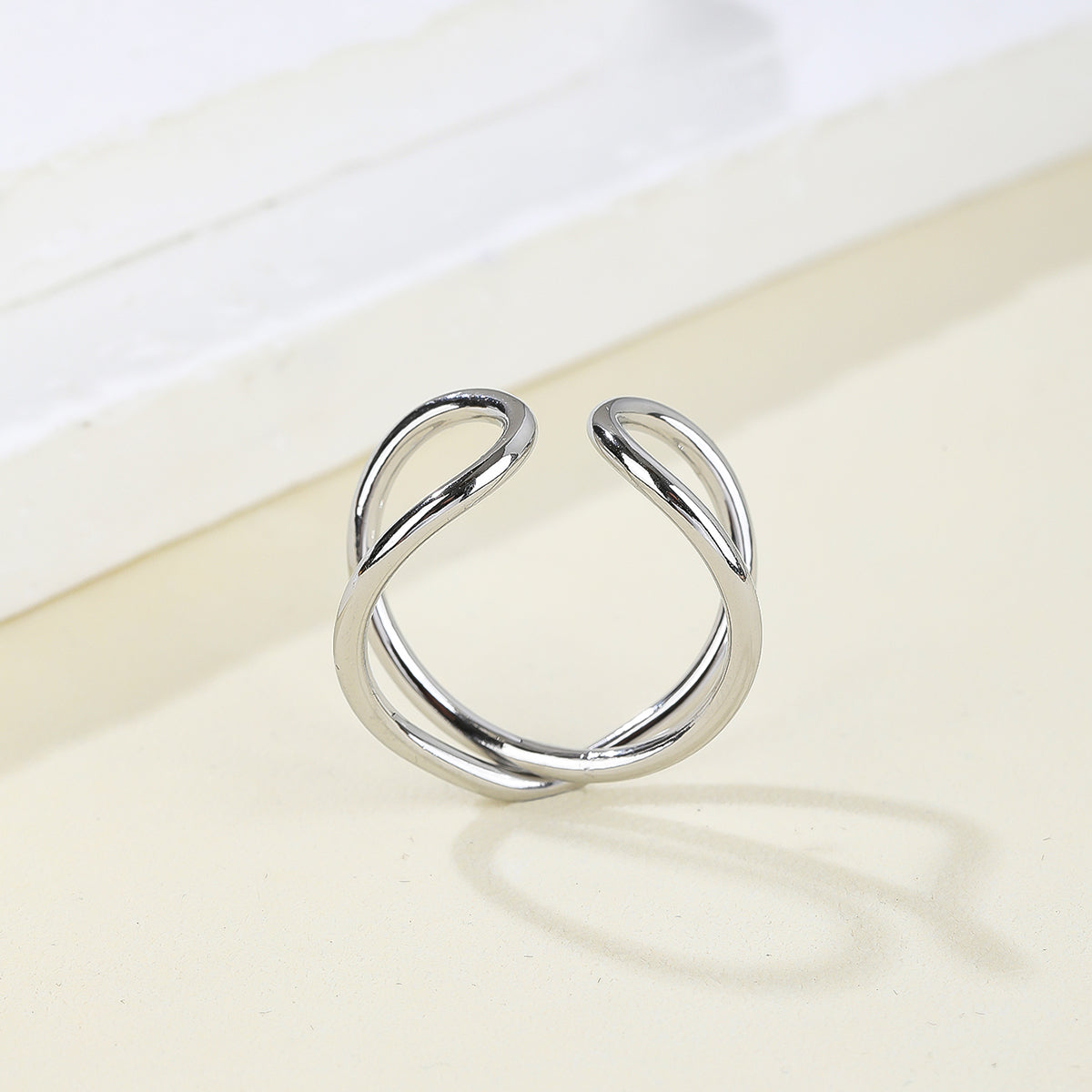 Stainless Steel 14K Gold Plated Hip-Hop Simple Style Curve Plating Open Rings Rings