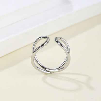 Stainless Steel 14K Gold Plated Hip-Hop Simple Style Curve Plating Open Rings Rings