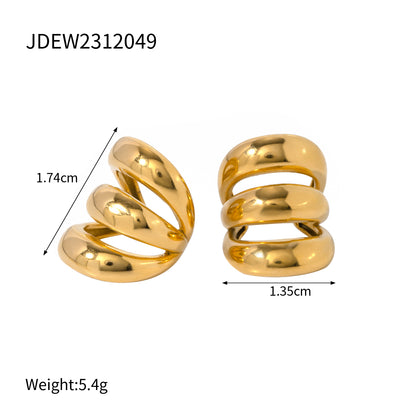 1 Pair IG Style Solid Color Stainless Steel 18K Gold Plated Ear Cuffs