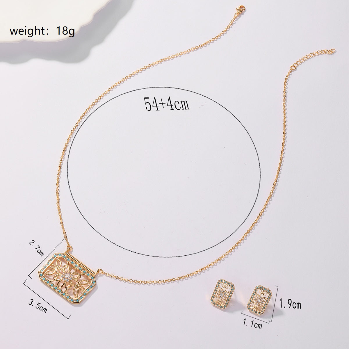 Copper 18K Gold Plated Ethnic Style Pastoral Simple Style Hollow Out Inlay Printing Zircon Jewelry Set