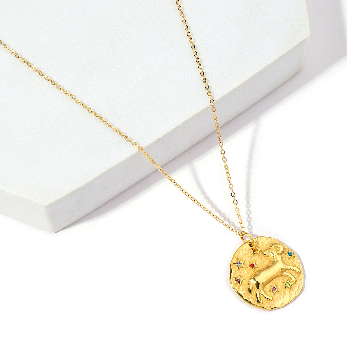 Stainless Steel 18K Gold Plated Simple Style Streetwear Geometric Inlay Zircon Pendant Necklace