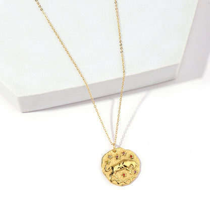 Stainless Steel 18K Gold Plated Simple Style Streetwear Geometric Inlay Zircon Pendant Necklace