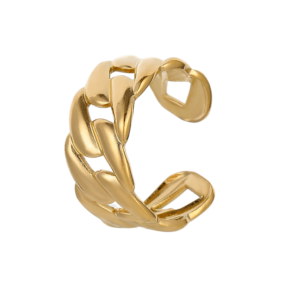 Stainless Steel 18K Gold Plated French Style Classic Style Geometric Enamel Hollow Out Open Rings