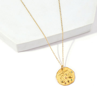 Stainless Steel 18K Gold Plated Simple Style Streetwear Geometric Inlay Zircon Pendant Necklace