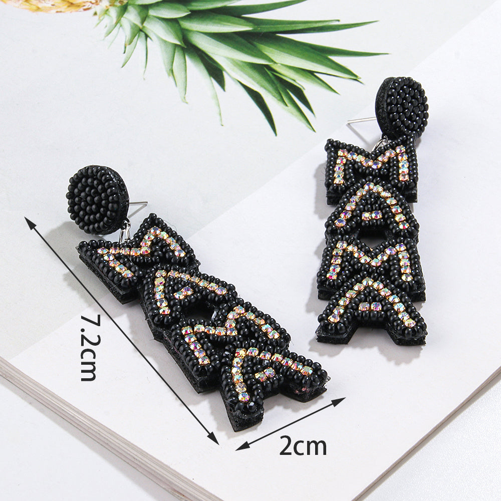 Exaggerated Mama Ethnic Style Geometric Glass Women's Drop Earrings