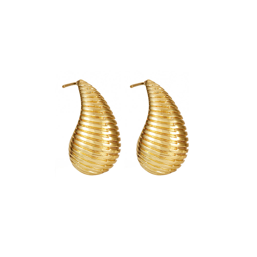 1 Pair Simple Style Classic Style Commute Water Droplets Carving Copper 18K Gold Plated Ear Studs