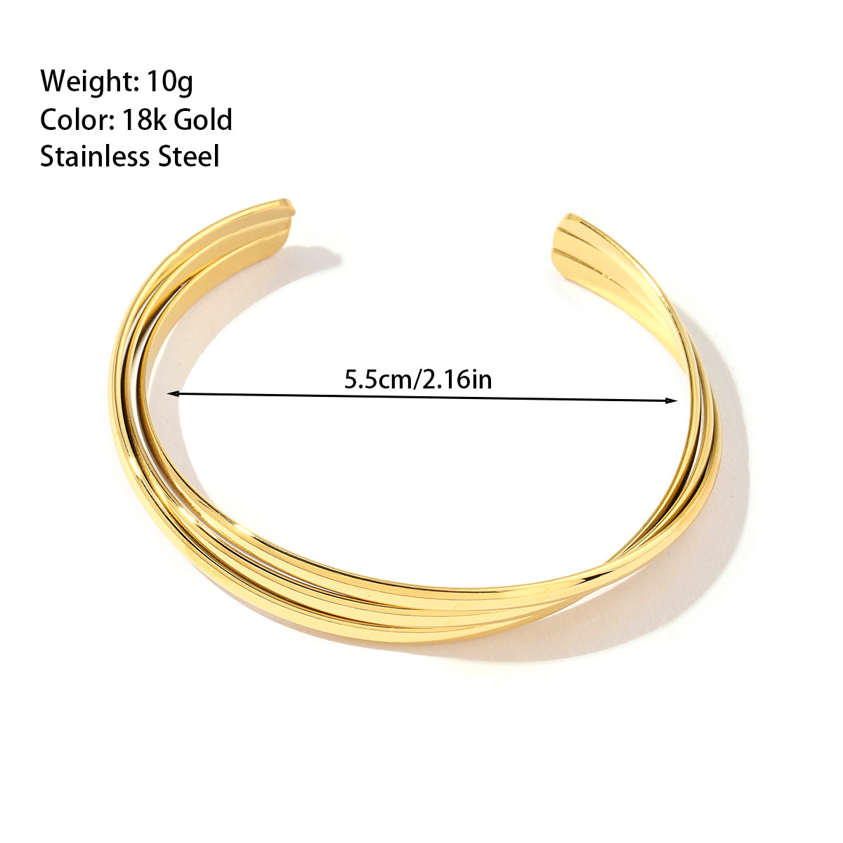 Stainless Steel Natural Stone 18K Gold Plated Simple Style Roman Style Pentagram Bangle