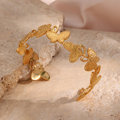 Stainless Steel 18K Gold Plated Simple Style Classic Style Butterfly Plating Bangle