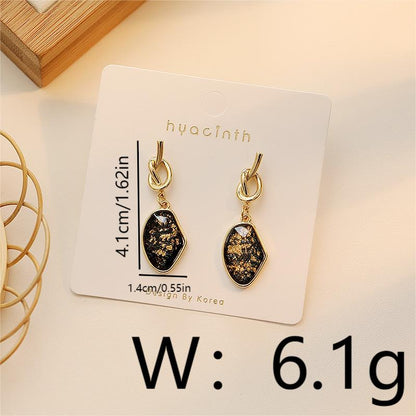 1 Pair IG Style Simple Style Commute Geometric Knot Inlay Copper Resin 18K Gold Plated Drop Earrings