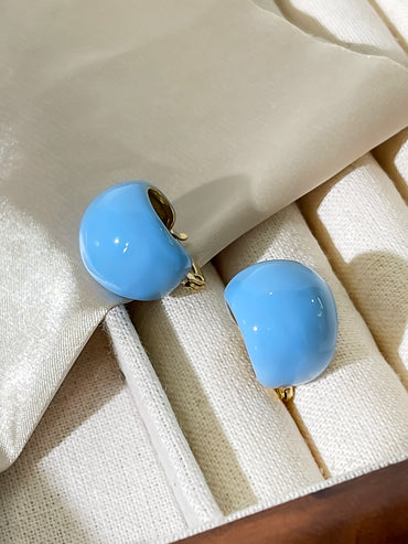 1 Pair Exaggerated Simple Style Solid Color Enamel Stainless Steel 18K Gold Plated Earrings