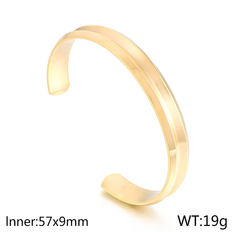 Retro Solid Color Titanium Steel Plating 18k Gold Plated Women's Bangle