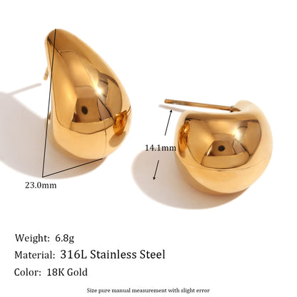 1 Pair Simple Style Classic Style C Shape Stainless Steel 18K Gold Plated Ear Studs