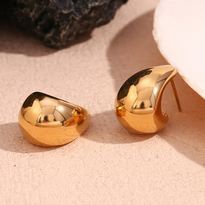 1 Pair Simple Style Classic Style C Shape Stainless Steel 18K Gold Plated Ear Studs