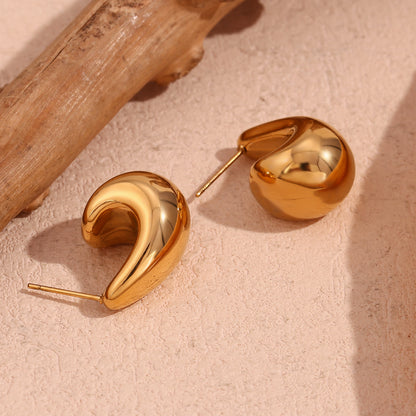 1 Pair Simple Style Classic Style C Shape Stainless Steel 18K Gold Plated Ear Studs