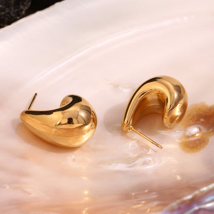 1 Pair Simple Style Classic Style C Shape Stainless Steel 18K Gold Plated Ear Studs