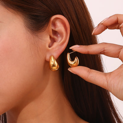 1 Pair Simple Style Classic Style C Shape Stainless Steel 18K Gold Plated Ear Studs