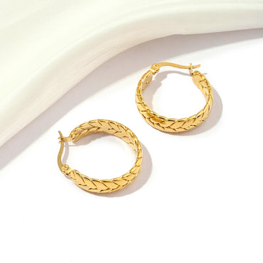 1 Pair Casual Twist Polishing Plating Titanium Steel 18K Gold Plated Earrings