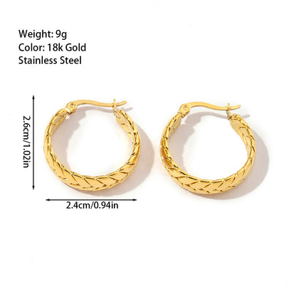 1 Pair Casual Twist Polishing Plating Titanium Steel 18K Gold Plated Earrings