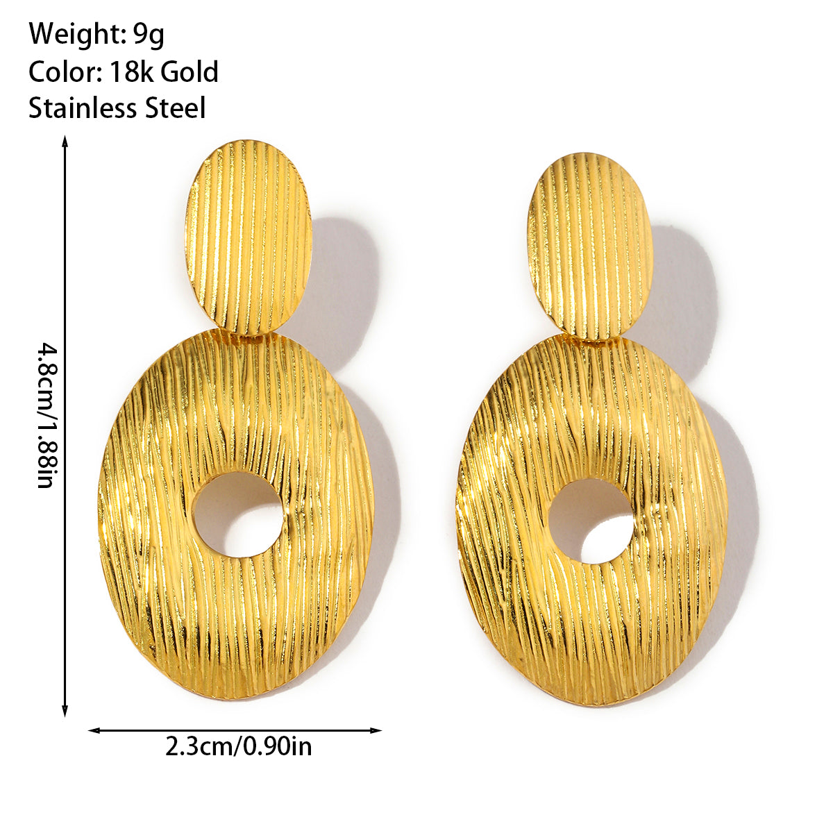 1 Pair Casual Retro Geometric Titanium Steel 18K Gold Plated Drop Earrings