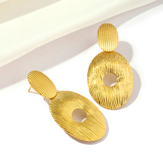 1 Pair Casual Retro Geometric Titanium Steel 18K Gold Plated Drop Earrings