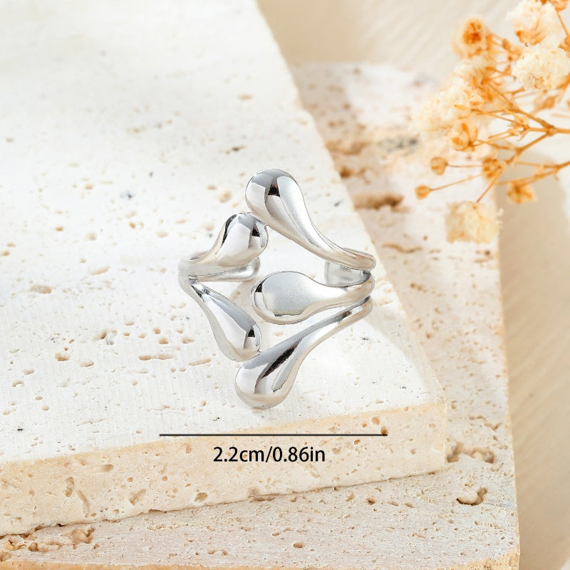 Stainless Steel Simple Style Irregular Eye Open Rings