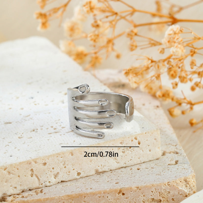 Stainless Steel Simple Style Irregular Eye Open Rings