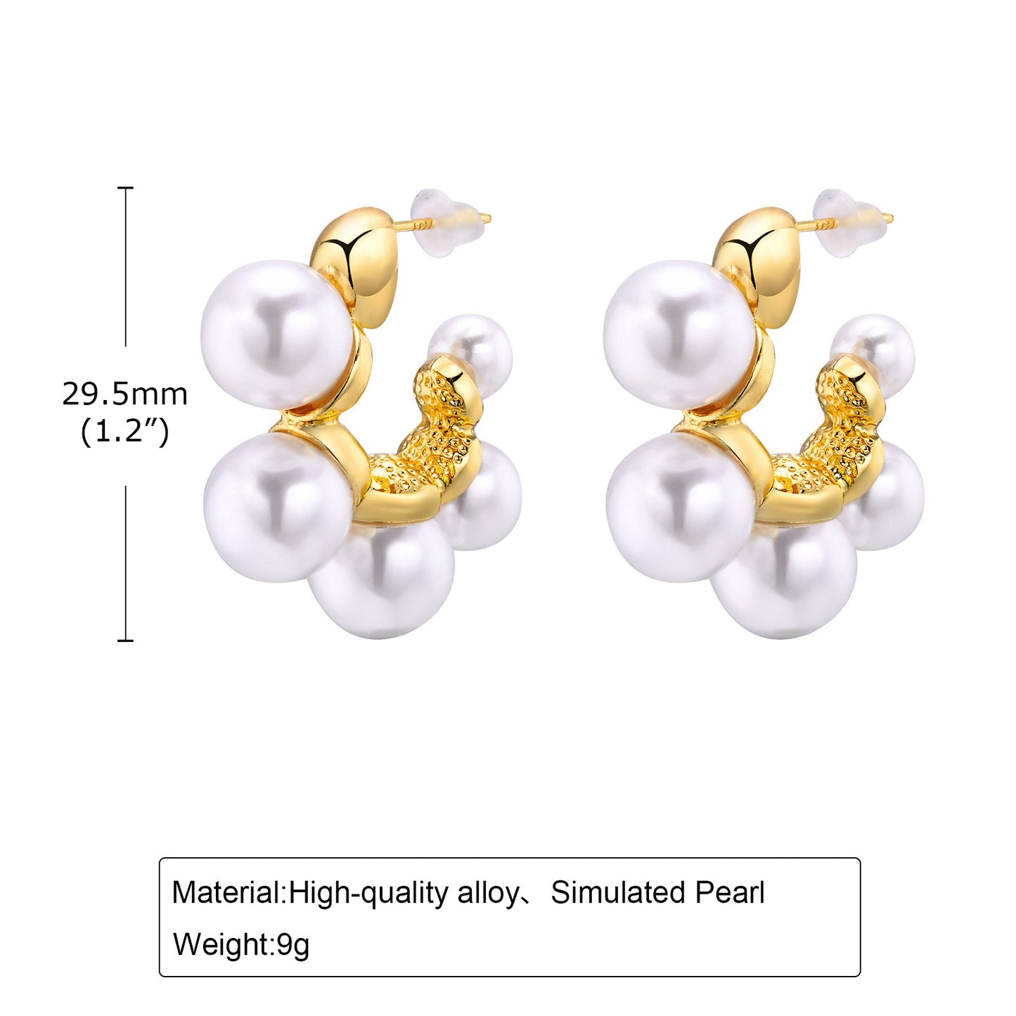 1 Pair Simple Style Classic Style Solid Color Plating Inlay Stainless Steel Artificial Pearls 18K Gold Plated Ear Studs