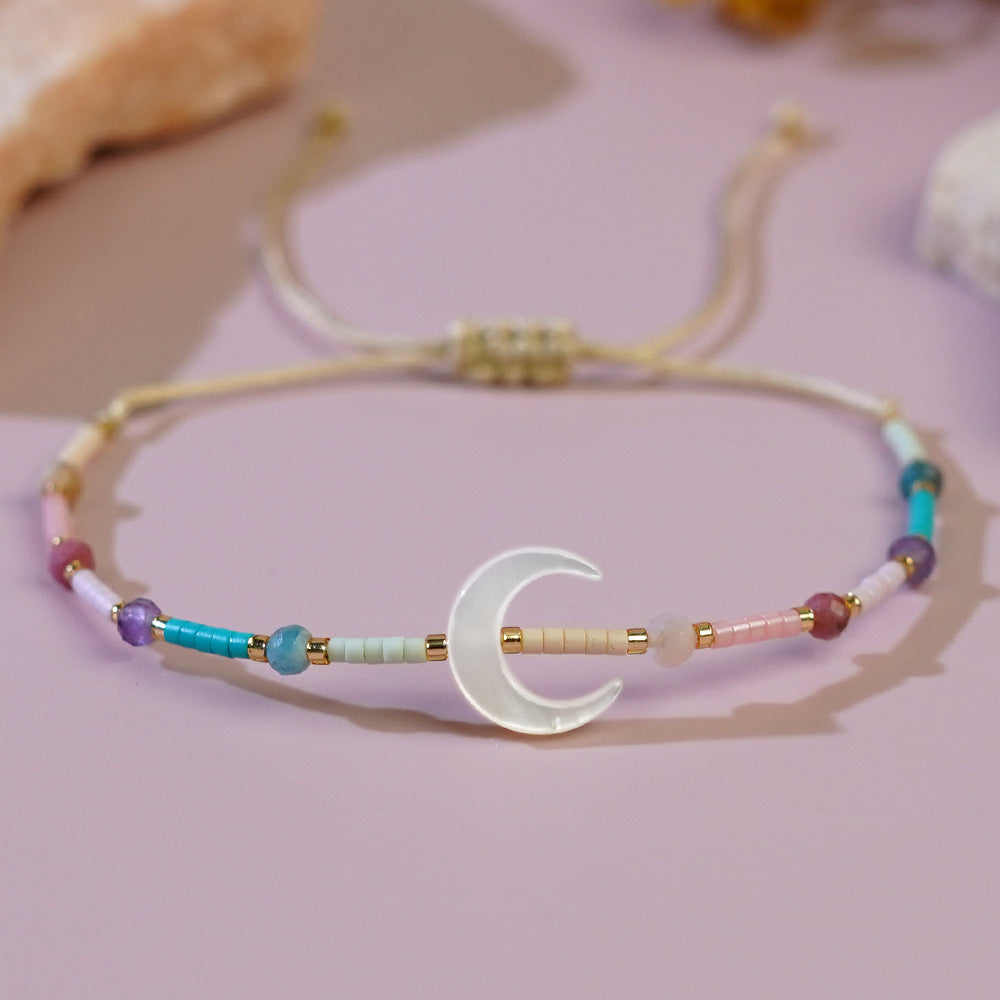 Simple Style Star Moon Glass Glass Rope Women's Drawstring Bracelets