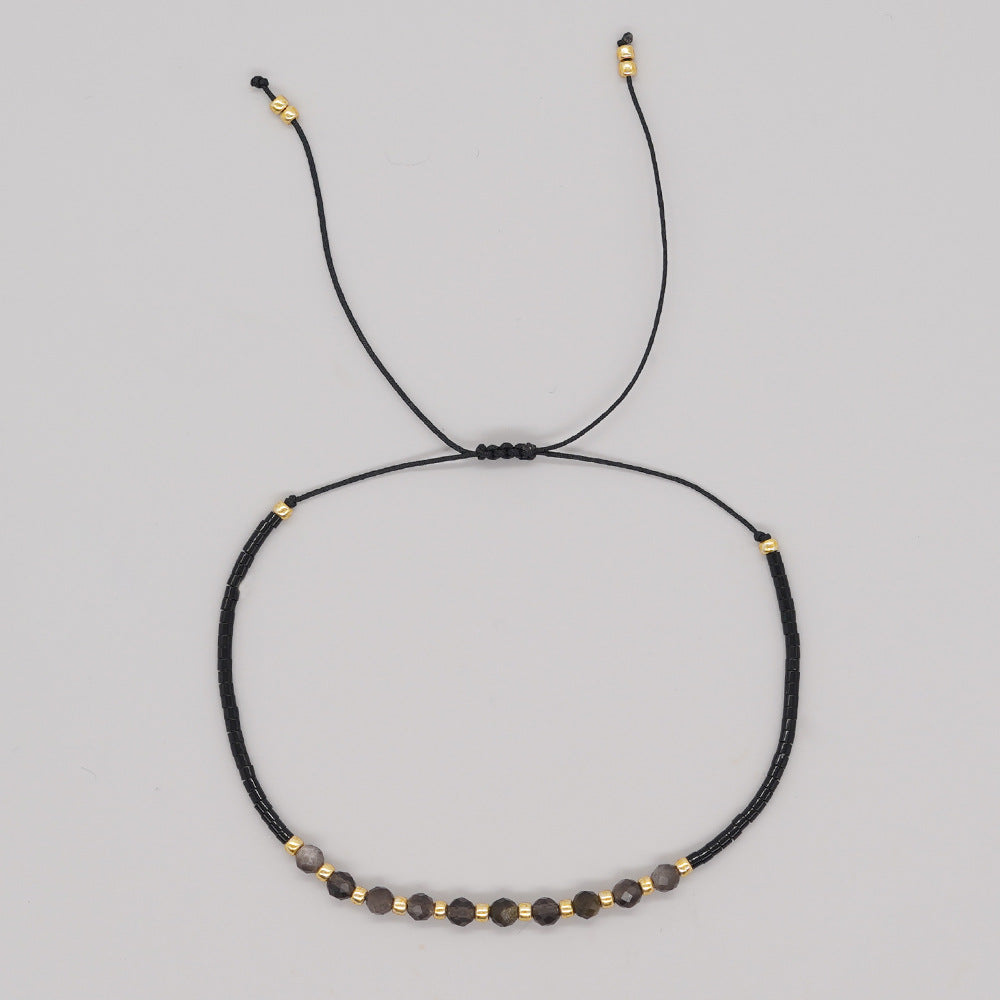 Bohemian Geometric Glass Glass Rope Handmade Women's Drawstring Bracelets