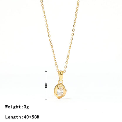 Stainless Steel White Gold Plated Gold Plated Elegant Asymmetrical Oval Plating Zircon Pendant Necklace