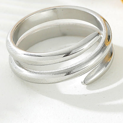 Stainless Steel 18K Gold Plated Retro Roman Style Solid Color Rings