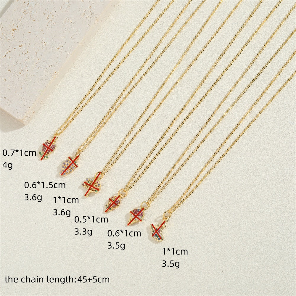 Copper 14K Gold Plated Vintage Style Simple Style Commute Inlay Ice Cream Tree Flower Zircon Pendant Necklace