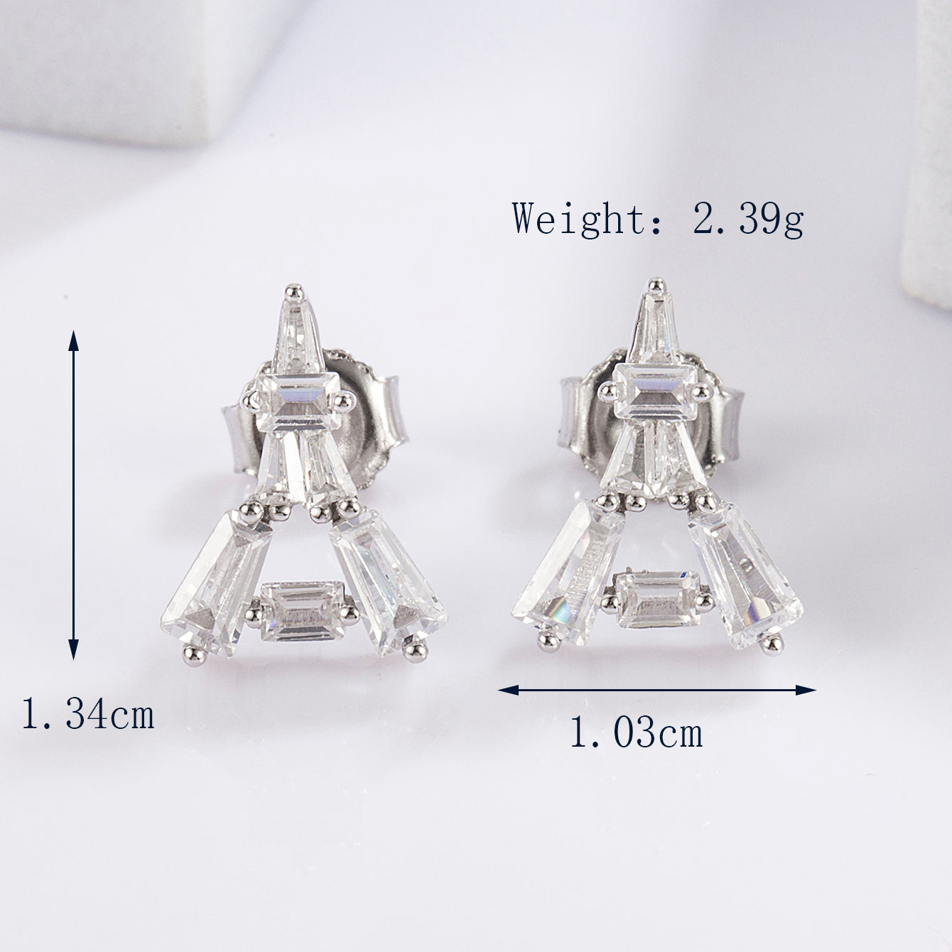 1 Pair Elegant Glam Shiny Triangle Geometric Plating Inlay Sterling Silver Zircon White Gold Plated Drop Earrings