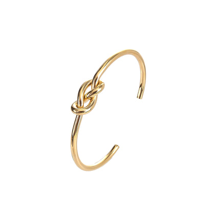 Stainless Steel 14K Gold Plated Vintage Style Simple Style Solid Color Knot Bangle