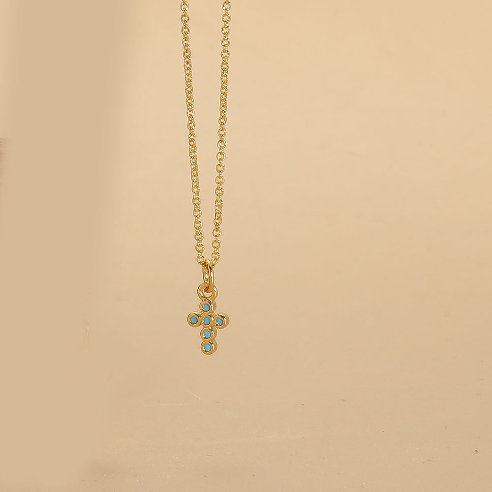 Copper 14K Gold Plated Vintage Style Simple Style Commute Inlay Cross Palm Zircon Pendant Necklace