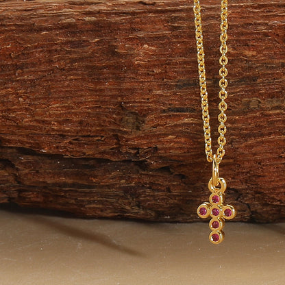 Copper 14K Gold Plated Vintage Style Simple Style Commute Inlay Cross Palm Zircon Pendant Necklace