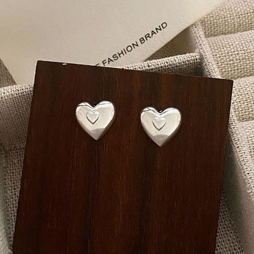 1 Pair Simple Style Streetwear Heart Shape Sterling Silver Gold Plated Silver Plated Ear Studs