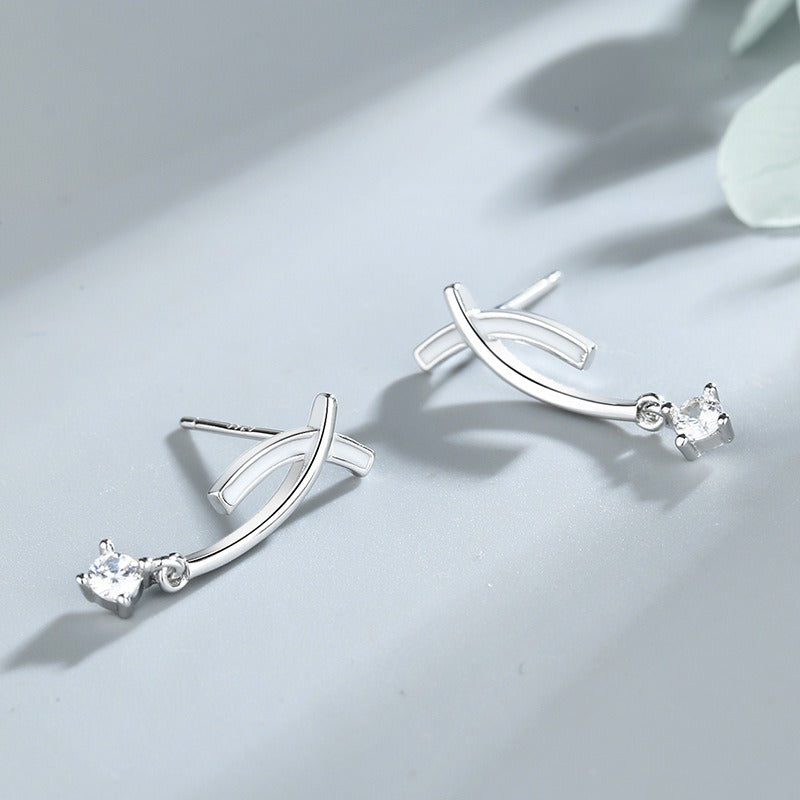 1 Pair Elegant Artistic Solid Color Inlay Sterling Silver Moissanite Drop Earrings