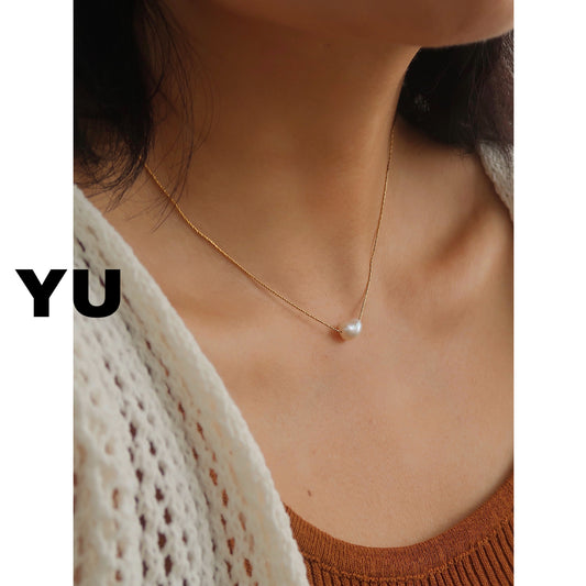 Titanium Steel Simple Style Geometric Plating Inlay Freshwater Pearl Necklace