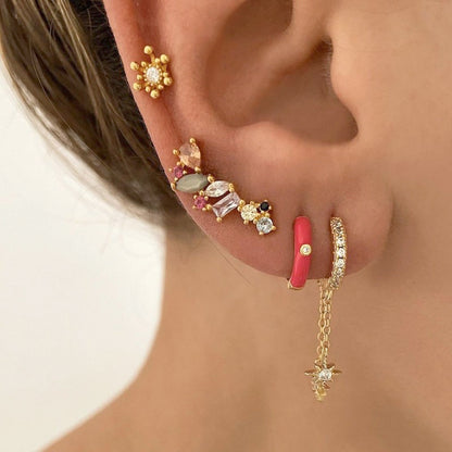 1 Pair IG Style Simple Style Star Inlay Copper Zircon Drop Earrings