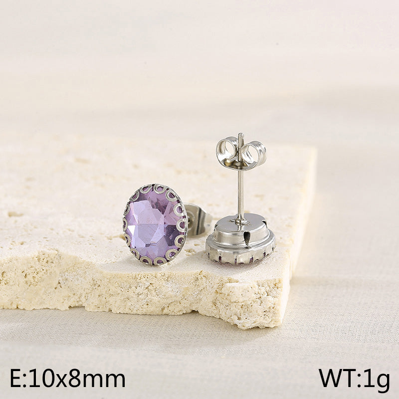 1 Pair Simple Style Shiny Round Inlay Stainless Steel Zircon Ear Studs