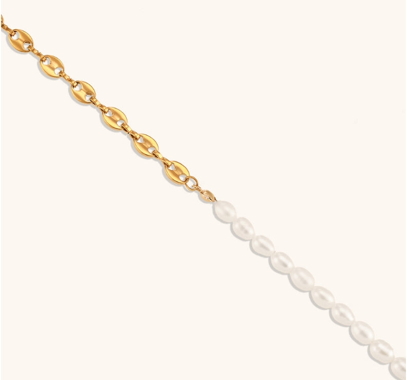 Titanium Steel 18K Gold Plated Simple Style Classic Style Beaded Plating Pearl Bracelets Necklace