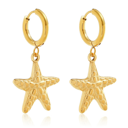 1 Pair Simple Style Classic Style Starfish 316 Stainless Steel  Titanium Steel 18K Gold Plated Drop Earrings