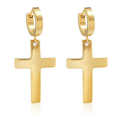 1 Pair Simple Style Classic Style Cross Stainless Steel Drop Earrings