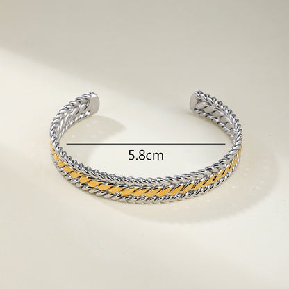 Stainless Steel Hip-Hop Vintage Style Simple Style Grain Polishing Plating Bangle