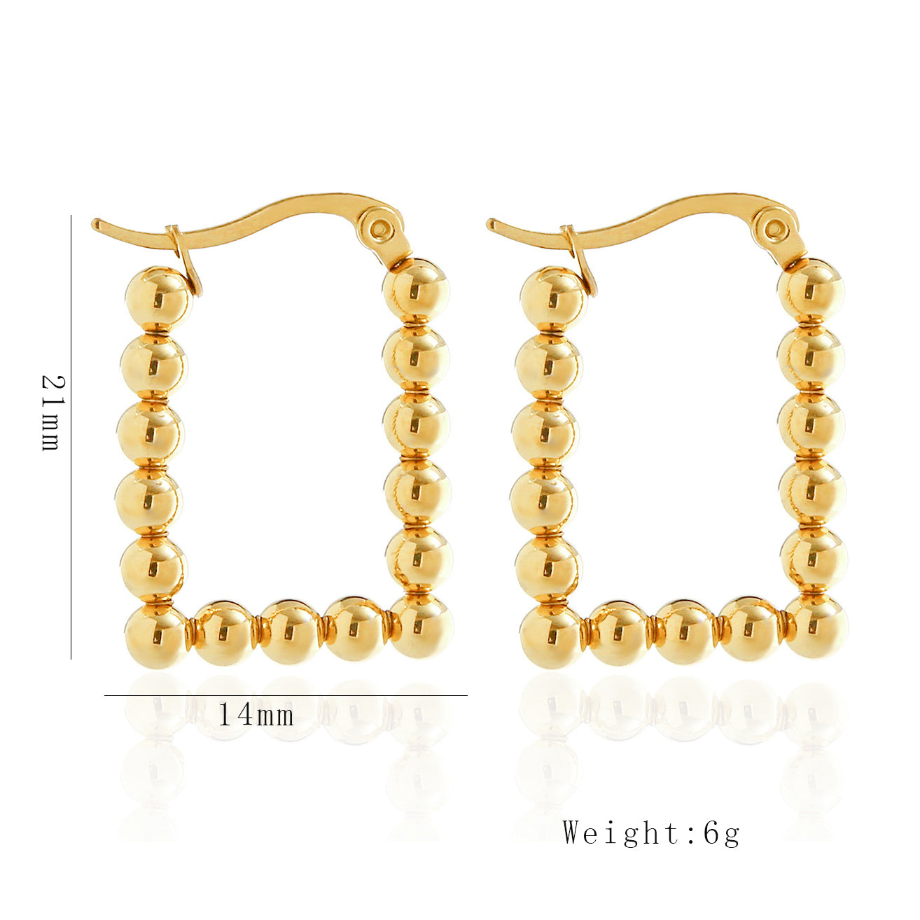 1 Pair Simple Style U Shape Round Square Plating 316 Stainless Steel  18K Gold Plated Earrings